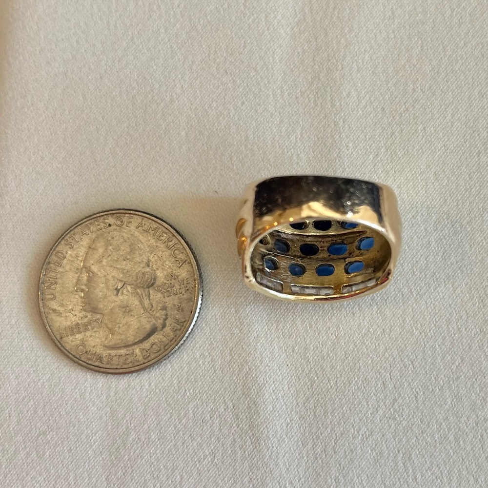 Sapphire and CZ Cocktail Ring - Picture 9 of 16